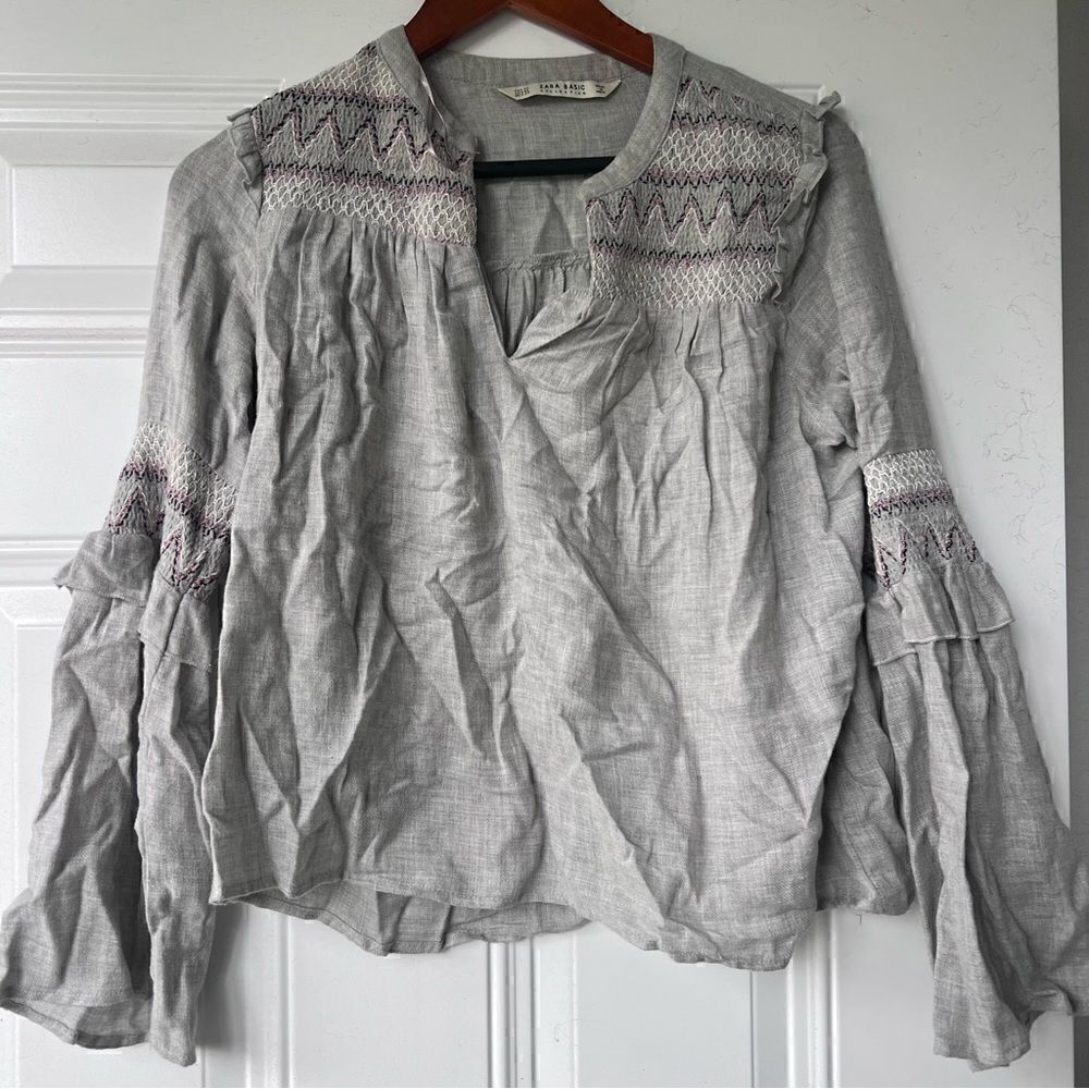 Zara Long Bell Sleeve Shirt - Basic Collection - Size XS - Worn Once